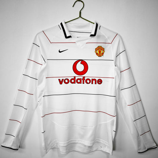 2003-2004 Manchester United Extérieur maillot Retro Manches Longues
