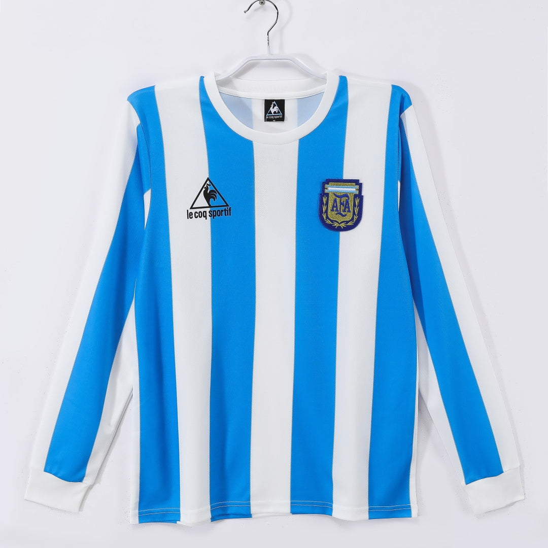 1986 Maillot  Argentine Domicile Rétro  Manches Longues