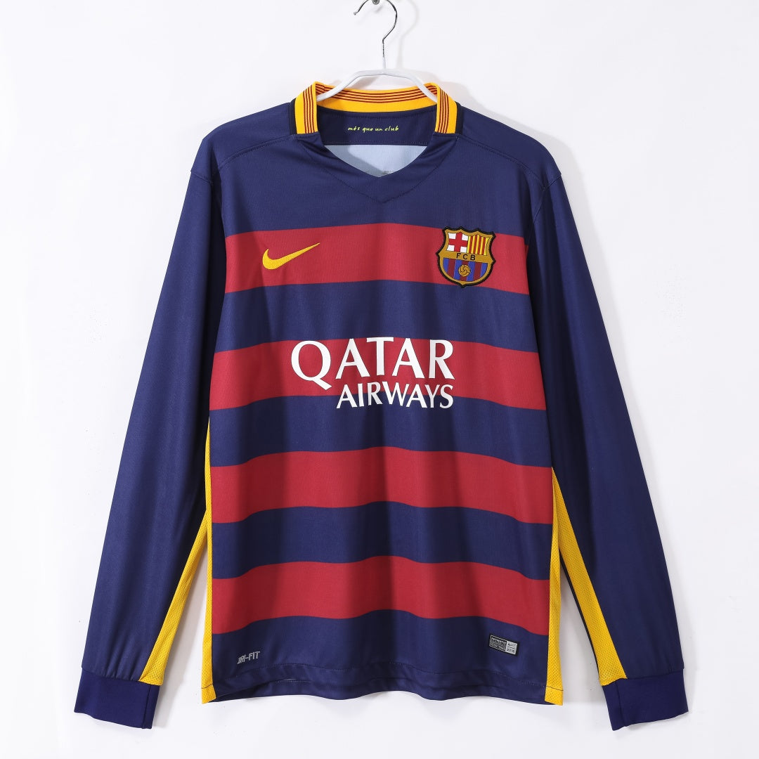 2015-2016 Maillot Barcelone Domicile Rétro  Manches Longues