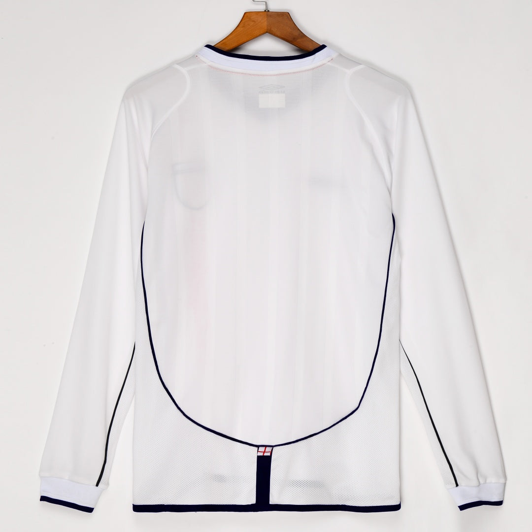 2002 Maillot  Angleterre Domicile Retro Manches Longues