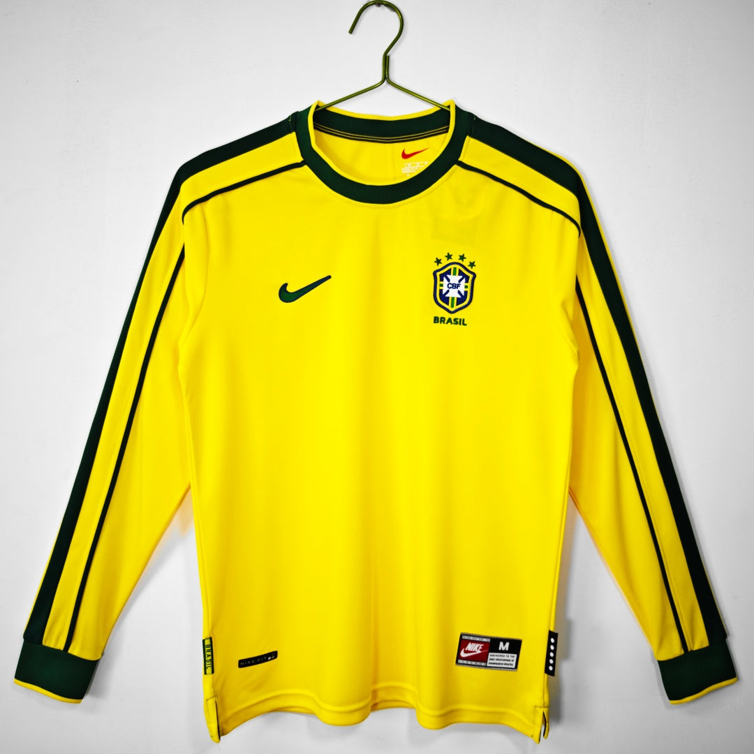 1998 Maillot  Brésil Domicile Rétro  Manches Longues