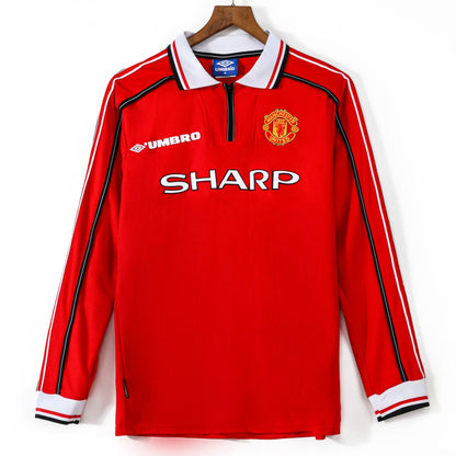 1998-1999 Manchester United Domicile maillot Retro Manches Longues