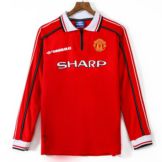 1998-1999 Manchester United Domicile maillot Retro Manches Longues